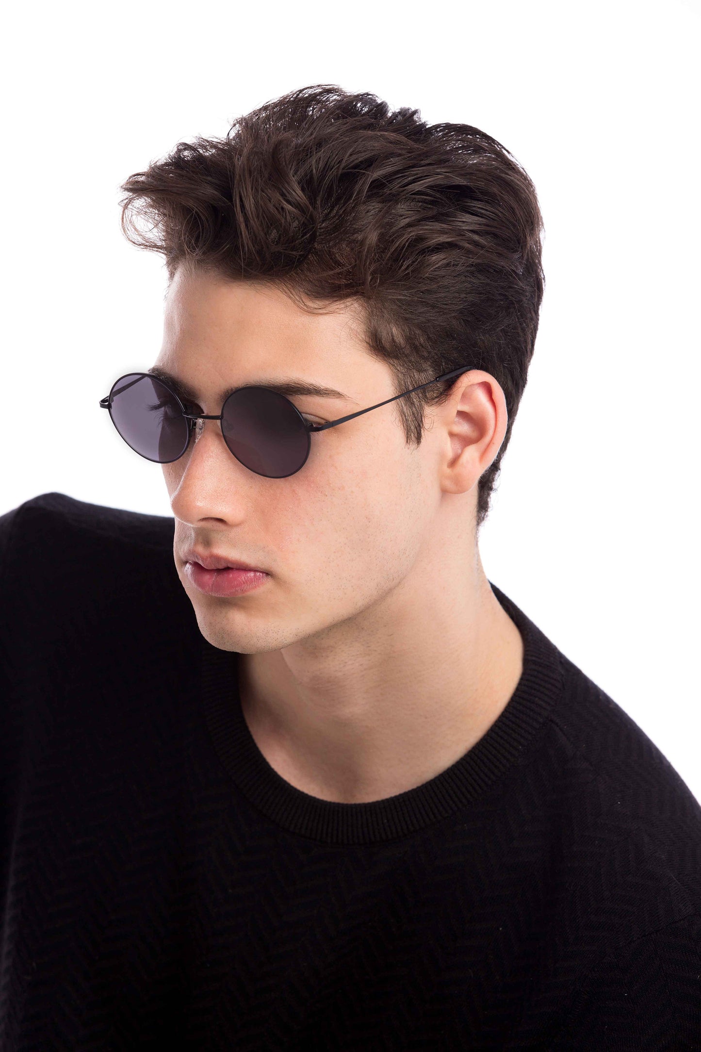 Man Wearing Lennon Sunglasses Readers (Grey)