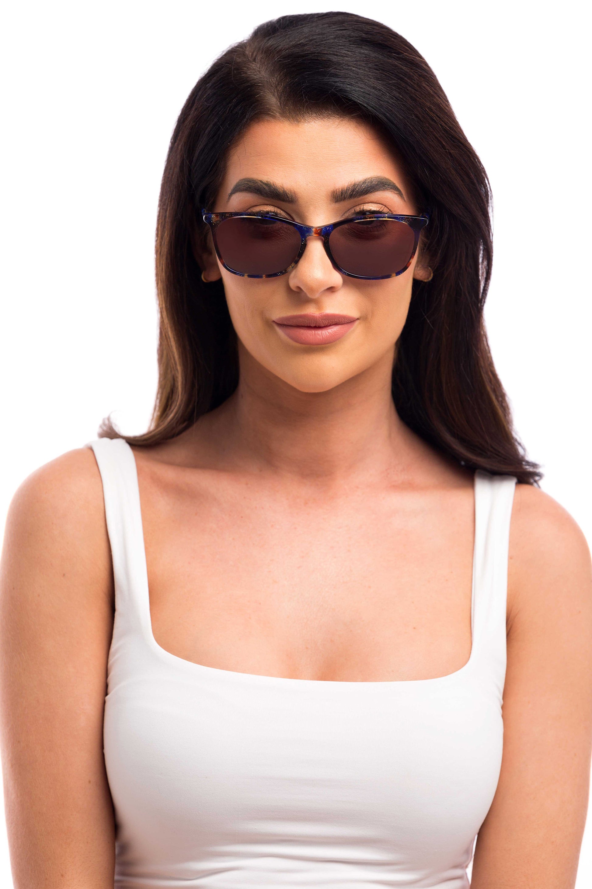 Woman Wearing Galaxy Sunglasses Prescription (Brown)