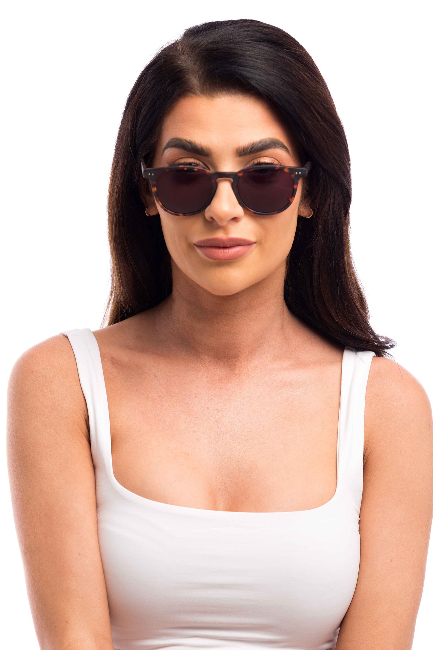 Woman Wearing Clarke Sunglasses (Grey)
