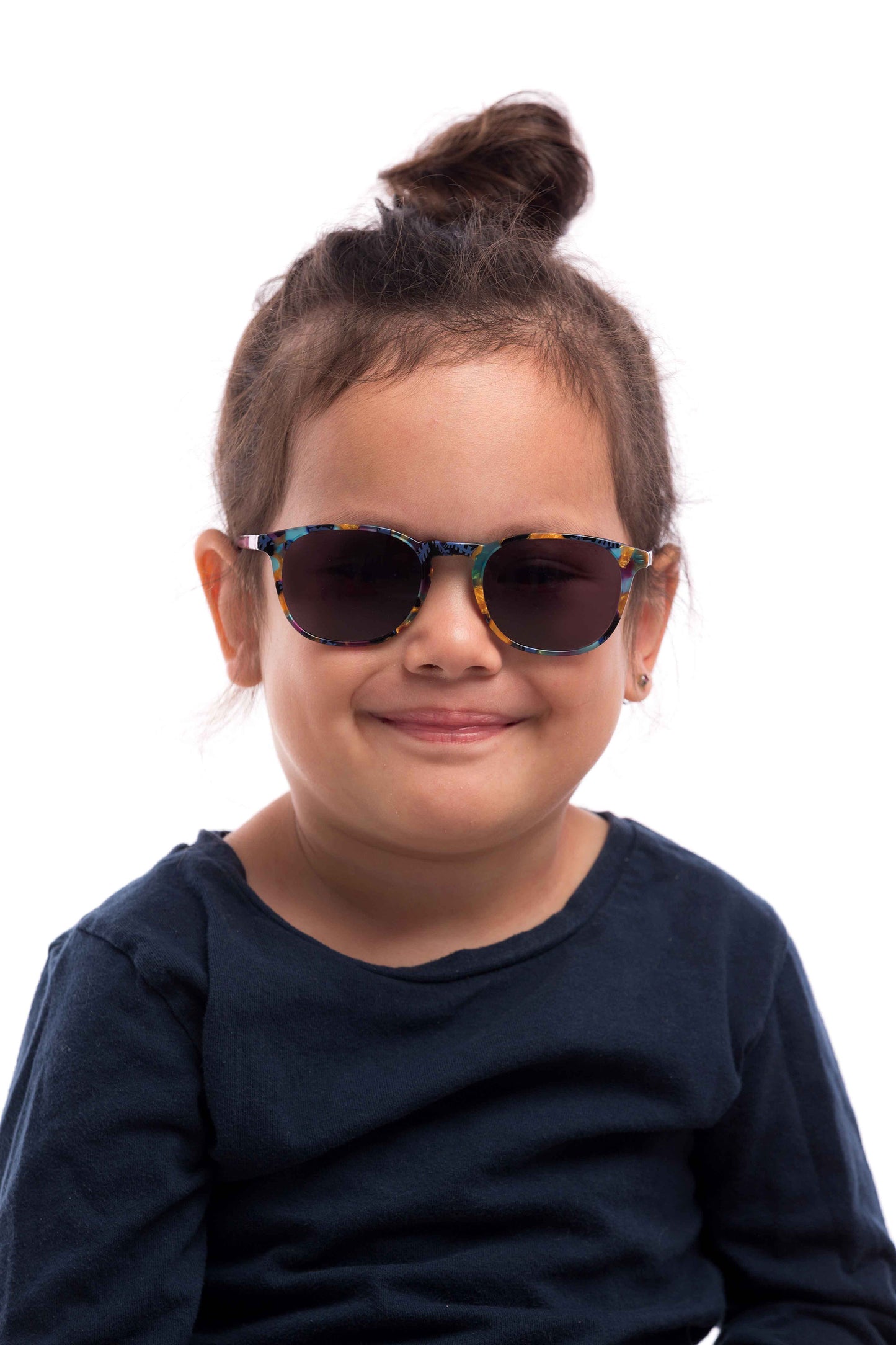Boy Wearing Elsa Kids Sunglasses (Grey)