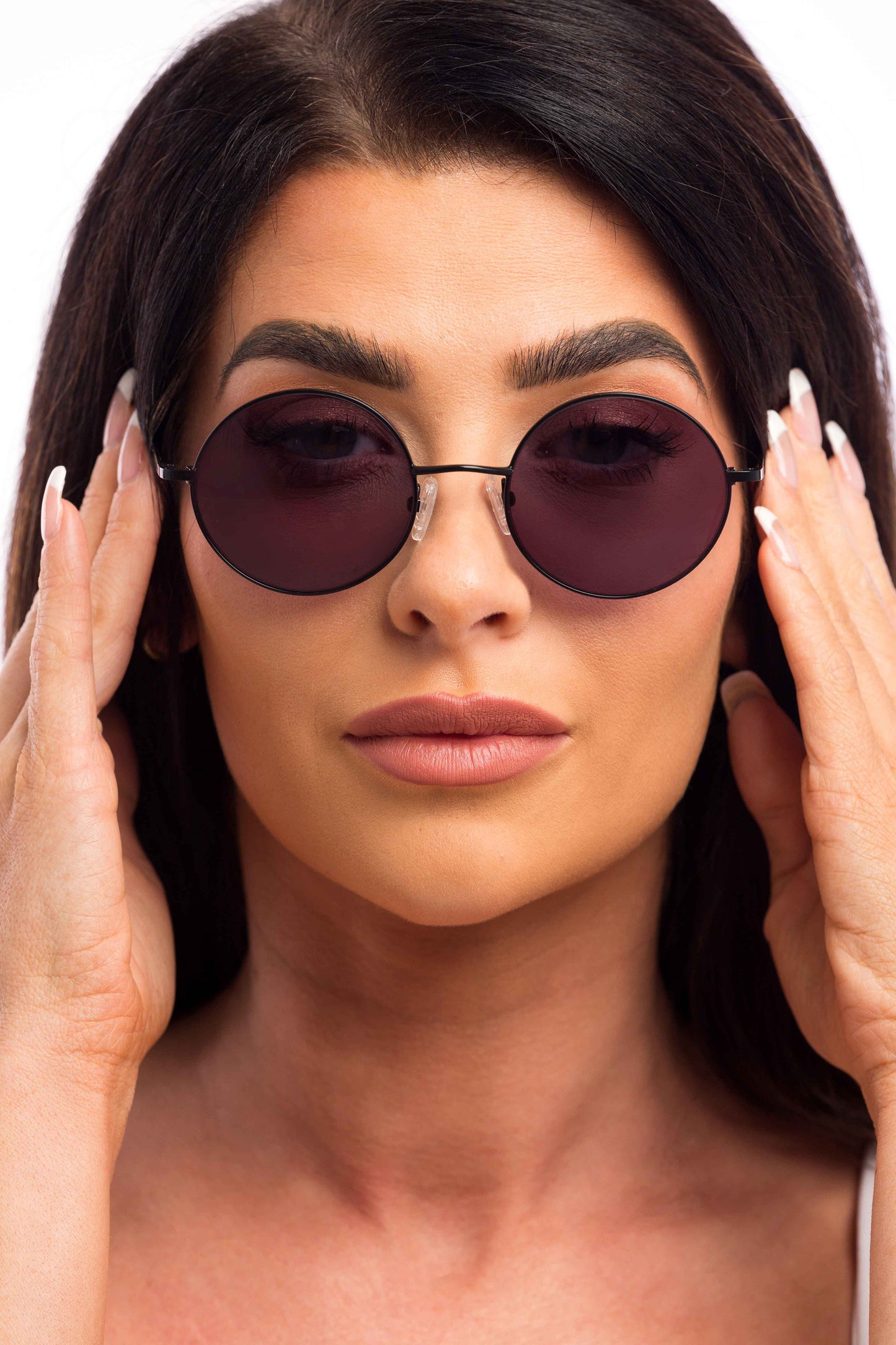 Woman Wearing Lennon Sunglasses Readers (Grey)