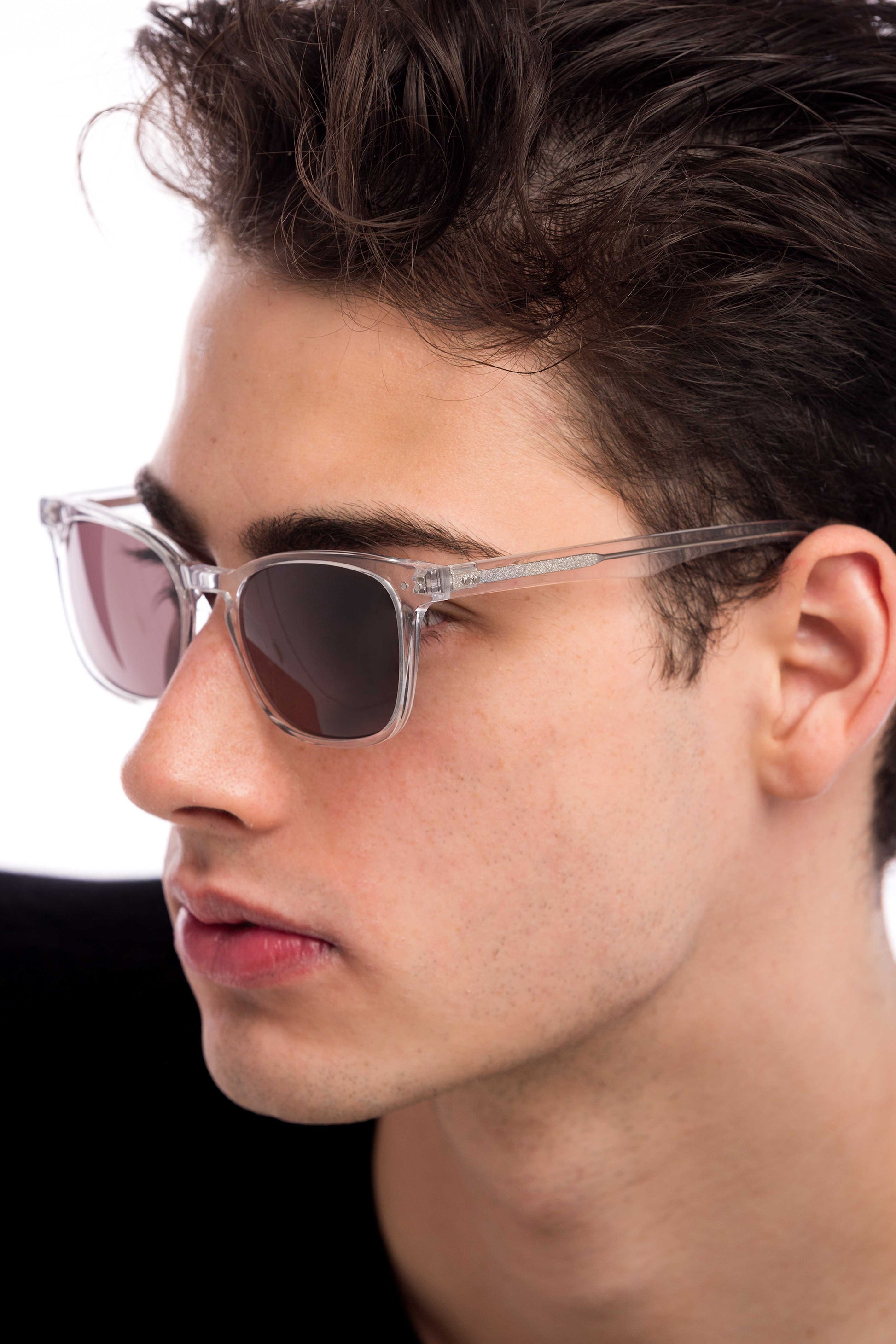 Man Wearing Crystal Sunglasses Readers (Brown)